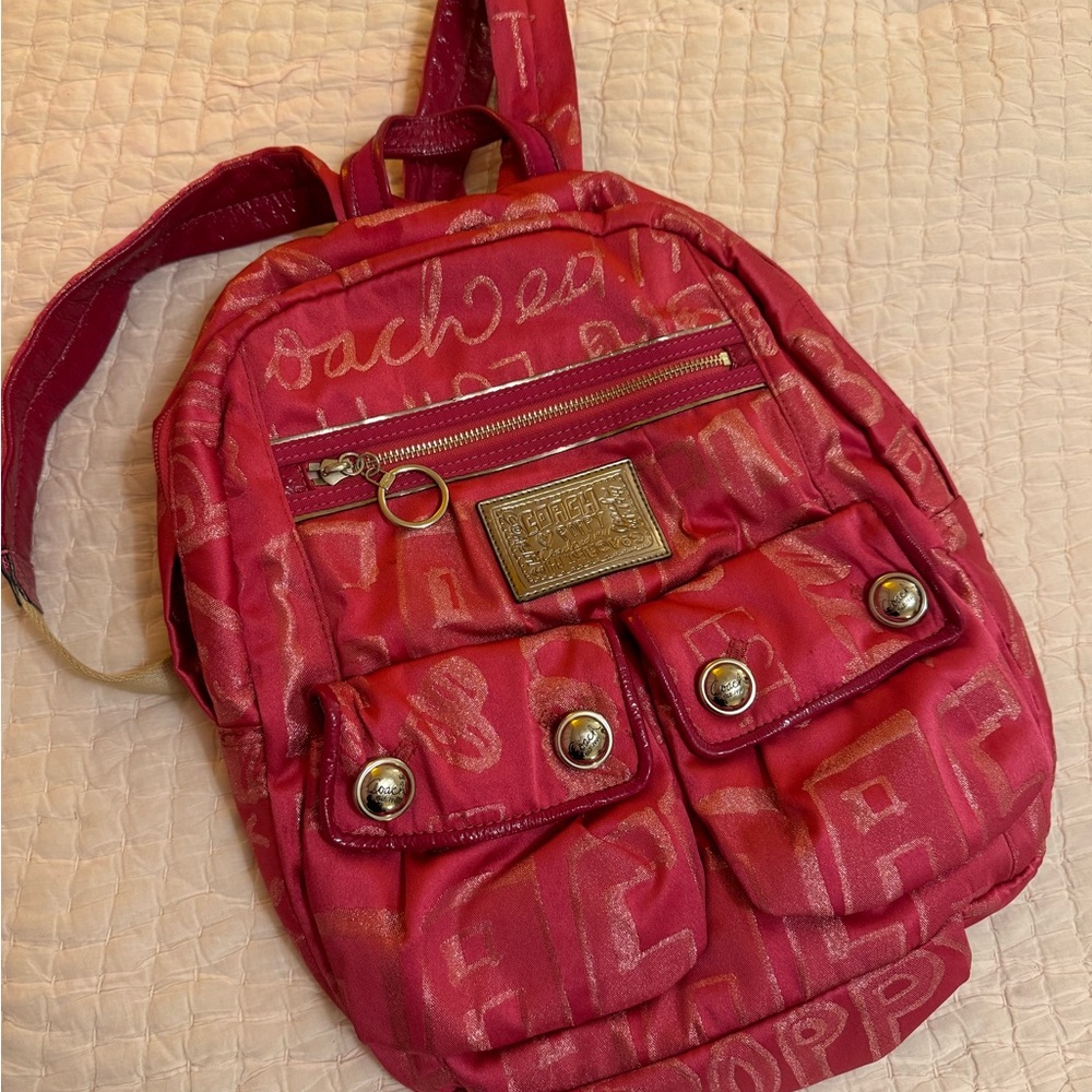 Coach Poppy Storypatch Hot Pink Glam Backpack Limited Edition